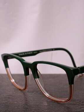 Face A Face Picca Dark Green Clear Stylish Eyeglasses Hand Made in France